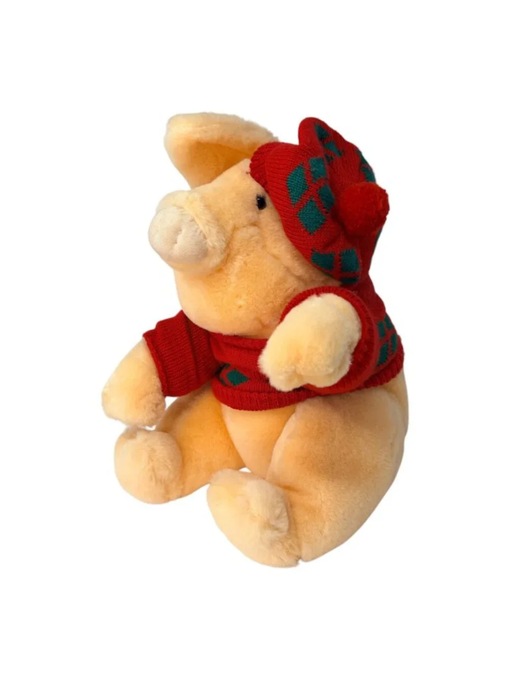 Vintage‎ Younkers Pig Plush 1987 Sweater Hat Stuffed Animal 15”